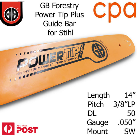 14" GB Chainsaw Bar Power Tip+ BAR ONLY- suit 3/8"LP DL50 .050" for Stihl