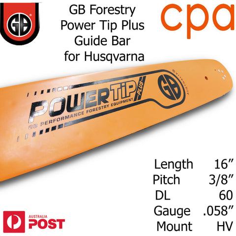 16" GB Chainsaw Bar Power Tip+ BAR ONLY suit-  3/8" DL60 .058" for Husqvarna