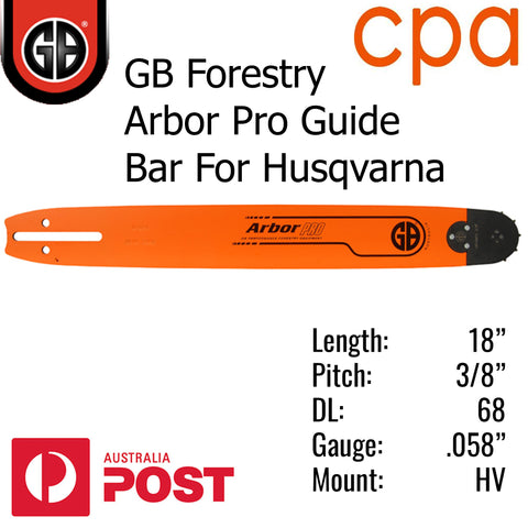 18" GB ARBOR PRO GUIDE BAR - 3/8" (.058") - HV18-58MG